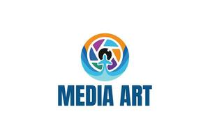 minimo creativo telecamera media arte logo design vettore