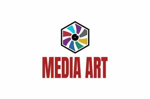 minimo media arte telecamera logo design modello vettore