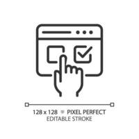 modificabile pixel Perfetto magro linea icona che rappresentano elettronico voto, isolato vettore illustrazione, modificabile elezione informatica sicurezza cartello.