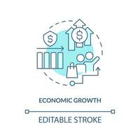 economico crescita turchese concetto icona. assicurazione politiche professionisti. finanziario forza astratto idea magro linea illustrazione. isolato schema disegno. modificabile ictus vettore