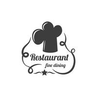 Etichetta del ristorante. Logo del servizio di ristorazione. vettore