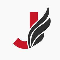 lettera j ala logo design per nolo e mezzi di trasporto simbolo. ala logotipo modello vettore
