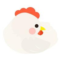 carino poco bianca pollo, pieno corpo, seduta e posa uovo, lato viso. isolato su bianca sfondo, eps10 vettore