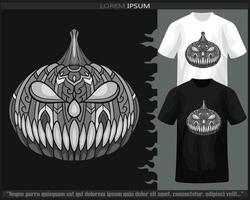 monocromatico zucca mandala arti isolato su nero e bianca t camicia. vettore