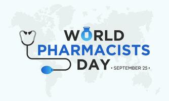 mondo farmacisti giorno su settembre 25 è un' celebrazione di ogni farmacista, farmaceutico scienziato. vettore modello per striscione, saluto carta, manifesto con sfondo. vettore illustrazione.
