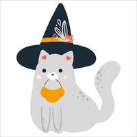 impostato di carino fantasmi e gatti. contento Halloween. infantile pauroso e sorridente raccapricciante personaggi. grande per il tuo disegno, cartolina, manifesto, bambini camera, logo, Stampa. isolato piatto vettore illustrazione