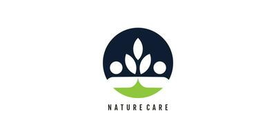 natura logo con persone cura concetto design premio vettore