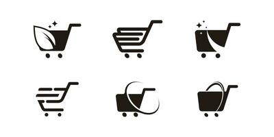 shopping carrello logo collezione con creativo design concetto vettore