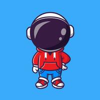 carino freddo astronauta con giacca e jeans cartone animato vettore icona illustrazione. scienza moda icona concetto isolato premio vettore. piatto cartone animato stile