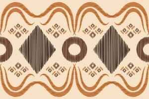 etnico ikat tessuto modello geometrico stile.africano ikat ricamo etnico orientale modello Marrone crema sfondo. astratto,vettore,illustrazione.trama,abbigliamento,cornice,decorazione,tappeto,motivo. vettore