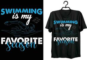 nuoto è mio preferito stagione. nuoto maglietta design. divertente regalo articolo nuoto maglietta design per nuoto amanti. vettore