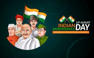 azione vettore illustrazione di 15 agosto India contento indipendenza giorno. modello design per manifesto, striscione, e saluto carta.
