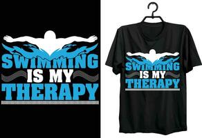 nuoto è mio terapia. nuoto maglietta design. divertente regalo articolo nuoto maglietta design per nuoto amanti. vettore