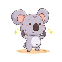 carino koala orso cartone animato personaggio mostrando pollici su. adorabile kawaii animale vettore illustrazione. isolato bianca sfondo.