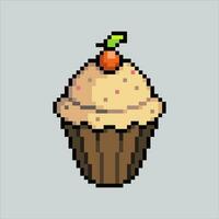 pixel arte illustrazione cupcake. pixelated cupcake. dolce Cupcake cibo icona pixelated per il pixel arte gioco e icona per sito web e video gioco. vecchio scuola retrò. vettore