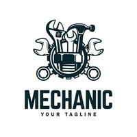 Vintage ▾ meccanico logo vettore illustrazione.