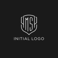iniziale SM logo monoline scudo icona forma con lusso stile vettore