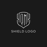 iniziale qm logo monoline scudo icona forma con lusso stile vettore