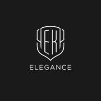 iniziale ek logo monoline scudo icona forma con lusso stile vettore