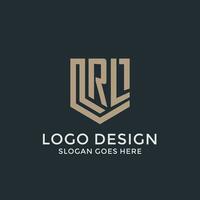 iniziale rl logo scudo guardia forme logo idea vettore