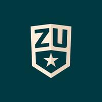 iniziale zu logo stella scudo simbolo con semplice design vettore
