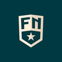 iniziale fn logo stella scudo simbolo con semplice design vettore