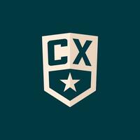 iniziale cx logo stella scudo simbolo con semplice design vettore