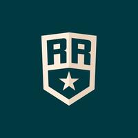 iniziale rr logo stella scudo simbolo con semplice design vettore