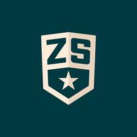 iniziale zs logo stella scudo simbolo con semplice design vettore