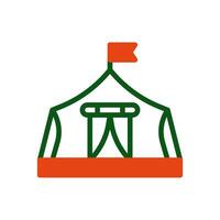 tenda icona duotone verde arancia colore militare simbolo Perfetto. vettore