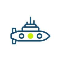 sottomarino icona duotone verde blu colore militare simbolo Perfetto. vettore