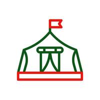 tenda icona duocolor verde rosso colore militare simbolo Perfetto. vettore