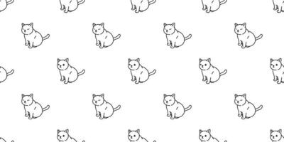 gatto senza soluzione di continuità modello vettore gattino calicò seduta cartone animato sciarpa isolato piastrella sfondo ripetere sfondo scarabocchio illustrazione bianca