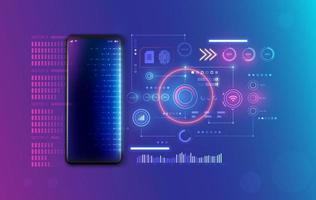 sviluppo web per il concetto di vettore del telefono cellulare. creare software e app per smartphone cellulari. programmazione o codifica del codice del sito.