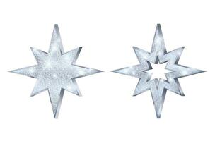 impostato di Natale argento stelle. lusso e fascino luccichio stella. decorazione elemento per vacanza carta o striscione. vettore illustrazione