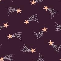 senza soluzione di continuità modello con stelle, comete, ragnatela. figli di Stampa di il notte spazio cielo per Halloween. vettore grafica.