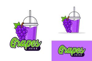 uva succo bevanda logo design illustrazione collezione vettore