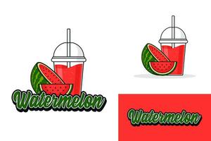 anguria succo bevanda logo design illustrazione collezione vettore