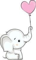 carino cartone animato elefante con un' Palloncino vettore