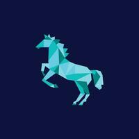 cavallo blu geometrico vettore per logo design