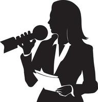 femmina giornalista vettore silhouette illustrazione