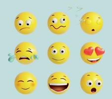 realistico dettagliato 3d plastilina emoji cartello impostare. vettore