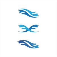 onda d'acqua icona vettore logo astratto blu oceano e spiaggia