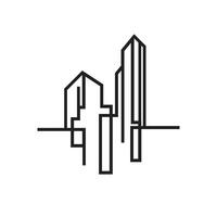 città edificio linea arte vettore icona design illustrazione modello