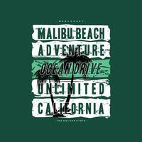 Malibu California grafico, tipografia vettore, spiaggia tema illustrazione, bene per Stampa t camicia e altro uso vettore