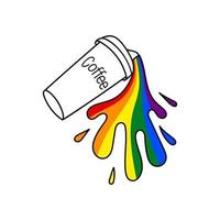 tazza di caffè arcobaleno lgbtq su uno sfondo bianco in vettoriale