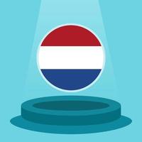 bandiera dei Paesi Bassi sul podio. stile semplice e minimalista dal design piatto. pronto all'uso per l'evento calcistico ecc. vettore