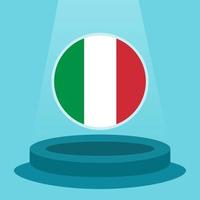 bandiera d'italia sul podio. stile semplice e minimalista dal design piatto. pronto all'uso per l'evento calcistico ecc. vettore