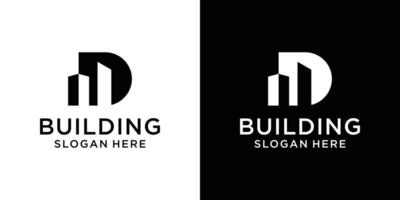 lettera d edificio logo design modello vettore