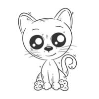 carino gattino seduta cartone animato vettore per colorazione